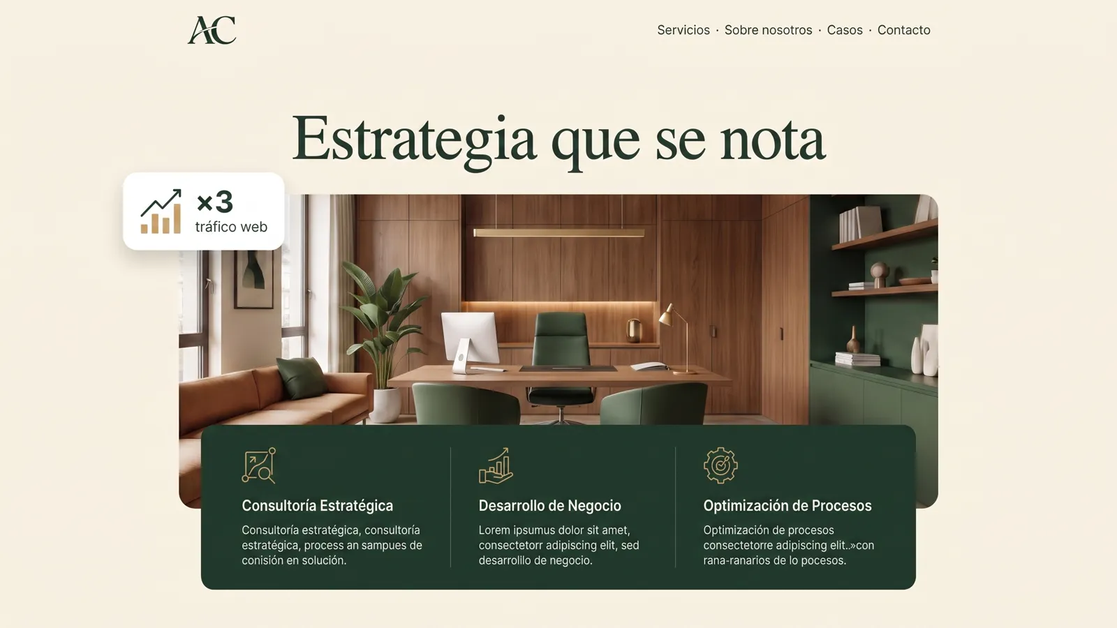 Rediseño web orientado a conversión para una consultora, con contenido a escala fiel a su marca.